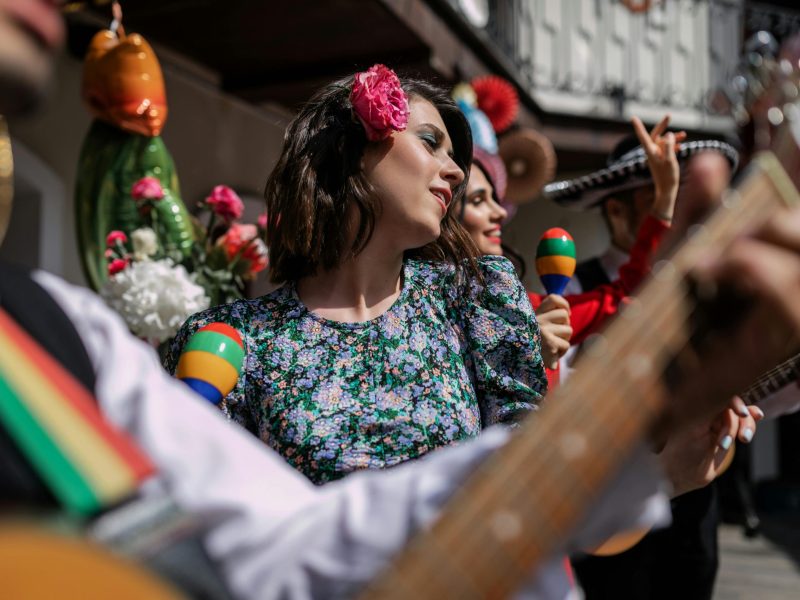 Woman with Flower in Hair Dancing