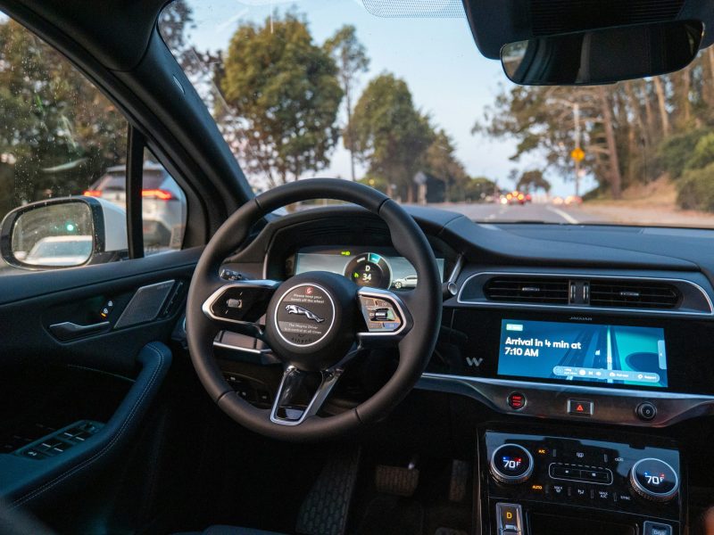 Steering wheel inside car with no driver