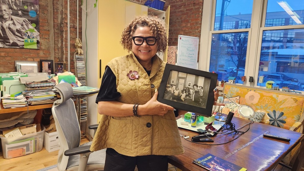 Woman holds a photography