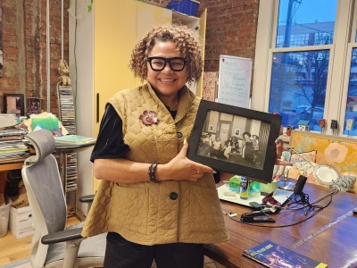 Woman holds a photography